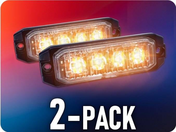 LED figyelmeztető lámpa 4xLED, 12W, 4 üzemmód, 12/24V/2-PACK! [L1892]