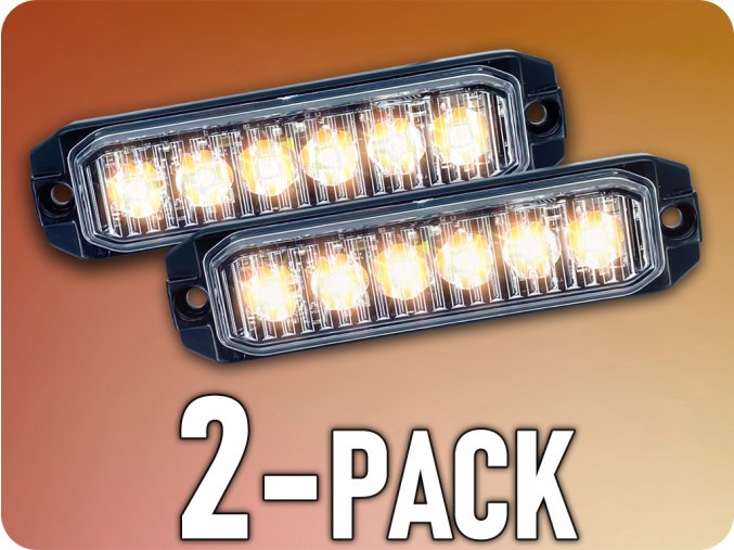 LED figyelmeztető lámpa 6xLED, 18W, 4 üzemmód, 12/24V/2-PACK! [L1893]