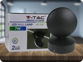 LED FALI LÁMPA 7W (770 LM), IP65, FEKETE