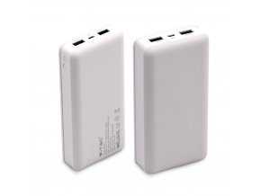 Powerbank, 20000mAh kapacitás, kijelző, 2xUSB, fehér