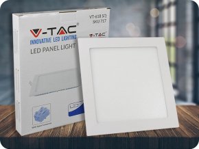 18W-os LED süllyesztett panel tápegységgel, négyzet alakú, 1500lm, samsung chip