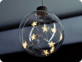 Solight LED üveg karácsonyi gömb, 10LED, 2xAA, IP20 [1V204]