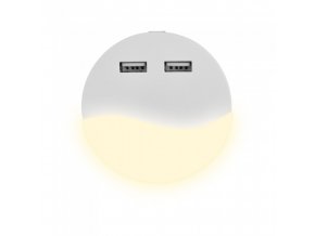 LED éjszakai lámpa 0,4W (10lm), 2xUSB, kör alakú
