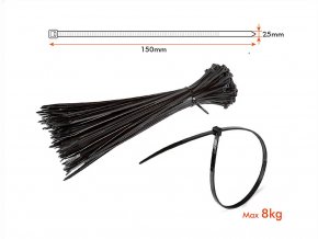 Kábelkötegelő 2,5x150mm, fekete, 100db csomagban [11162]