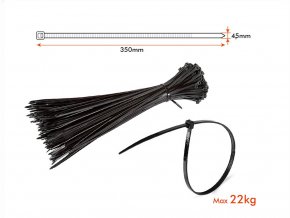 Kábelkötegelő 4.5x350mm, fekete, 100db csomagban [11176]