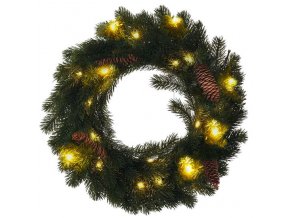 Karácsonyi koszorú, Ø30cm, 15LED, 3xAA, IP44, időzítő, időzítő [1V239]