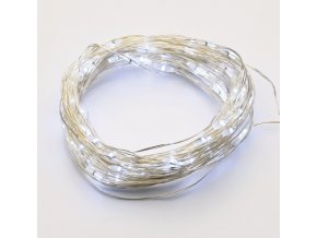 LED dekorációs lánc 5m, 50LED, 3xAA, hideg fehér, funkció nélkül, ezüst színű [X0150211]