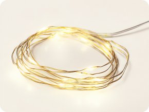 LED dekorációs lánc 2m, 20LED, 2xAA, meleg fehér, funkció nélkül, arany színű [X0120131]