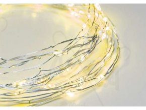 LED dekorációs lánc 10m, 100LED, sárga, 8 funkció, adapterrel, ezüst réz [X01100712]