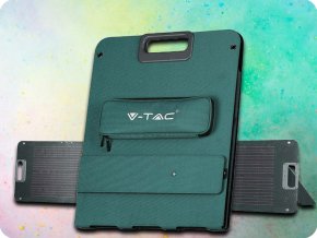 V-TAC Összecsukható napelem 160 W hordozható töltőállomásokhoz 9.08A, 17.6V, 2 az 1-ben kábel