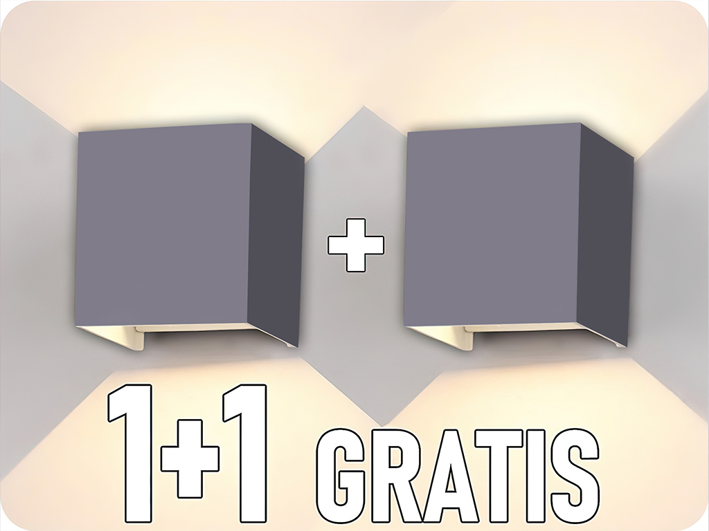 LED fali lámpa LEDOM 2x3W, 450lm, IP54, szürke, 1+1 gratis! [478191] Meleg fehér