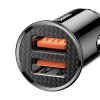 Baseus Dual QC 3.0 autós töltőadapter, 30W, fekete