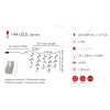 LED eső, 3m, 144LED, 24x ág, 60cm ághossz, 8 funkció, adapterrel, IP44, hideg fehér [X08144222]