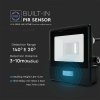 LED reflektor PIR érzékelővel, 10W, 735lm, Samsung chip, 1m kábel, 100°, IP65, fekete, fekete