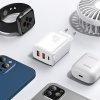 Baseus gyorstöltő adapter 2xUSB, USB-C, PD, 3A, 30W, fehér