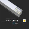 LED lineáris függesztett lámpatest 40W, 3300lm, SAMSUNG chip, ezüst