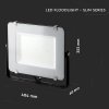 150W-os LED reflektor, 17300lm (115lm/W), fekete, Samsung chip