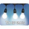 LED lánclámpa 5m 10xE27-hez + 10x1W izzó gratis! [477323]