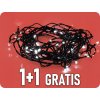 LED kültéri karácsonyi lánc, 50 LED, 5 m, 3 m táp, 8 funkciós, időzítő, IP44, hideg fehér, 1+1 gratis!
