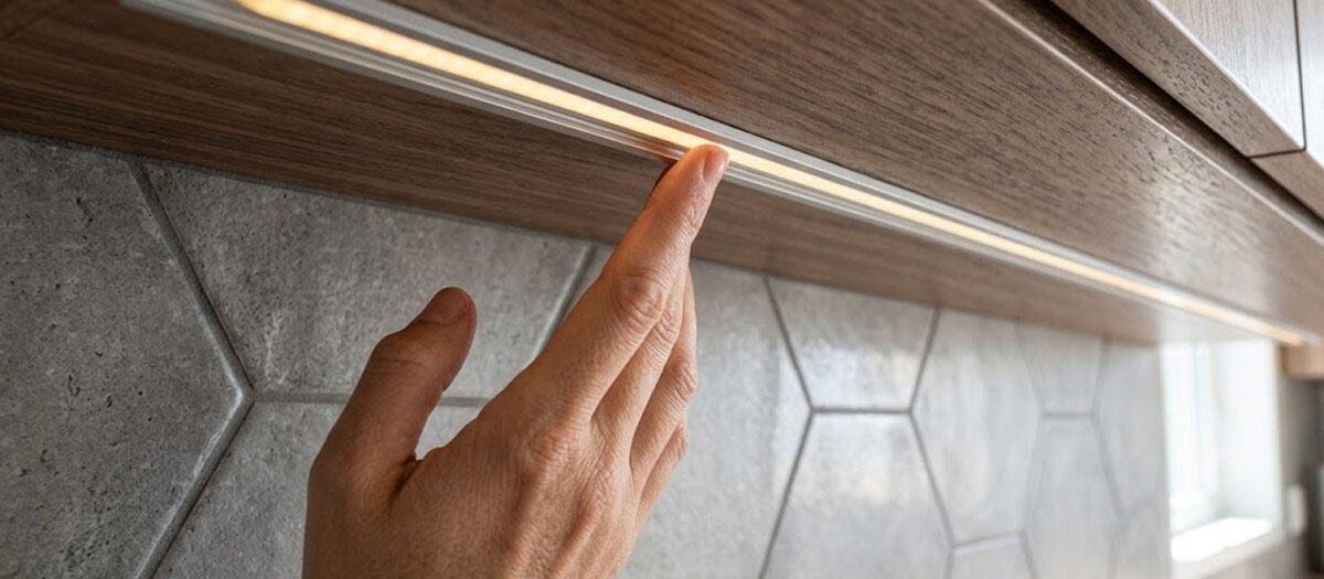 LED pásek v hliníkovém profilu pod kuchyňskou linkou