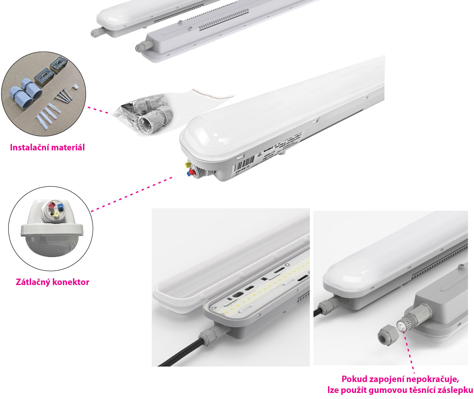 Prachotěsné svítidlo dílenské