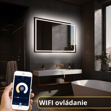 1666 led zrkadlo moderna 70x50cm neutralna biela wifi aplikacia