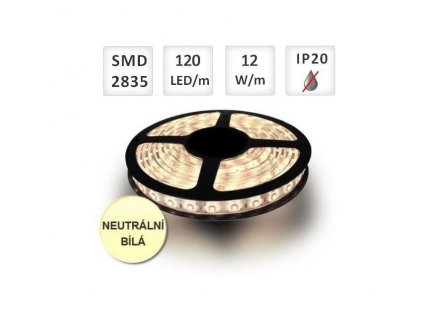 PremiumLED LED pásek 1m, 120ks/m, 2835, 12W/m, Neutrální