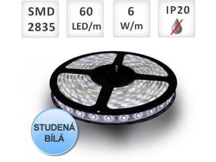 LED pásek 5m 60ks 2835 6W/m, STUDENÁ