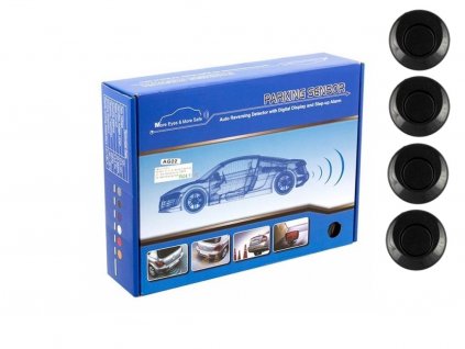 Parkovací systém 4 senzorový - zvuková signalizace i LED panel, O25mm, černý