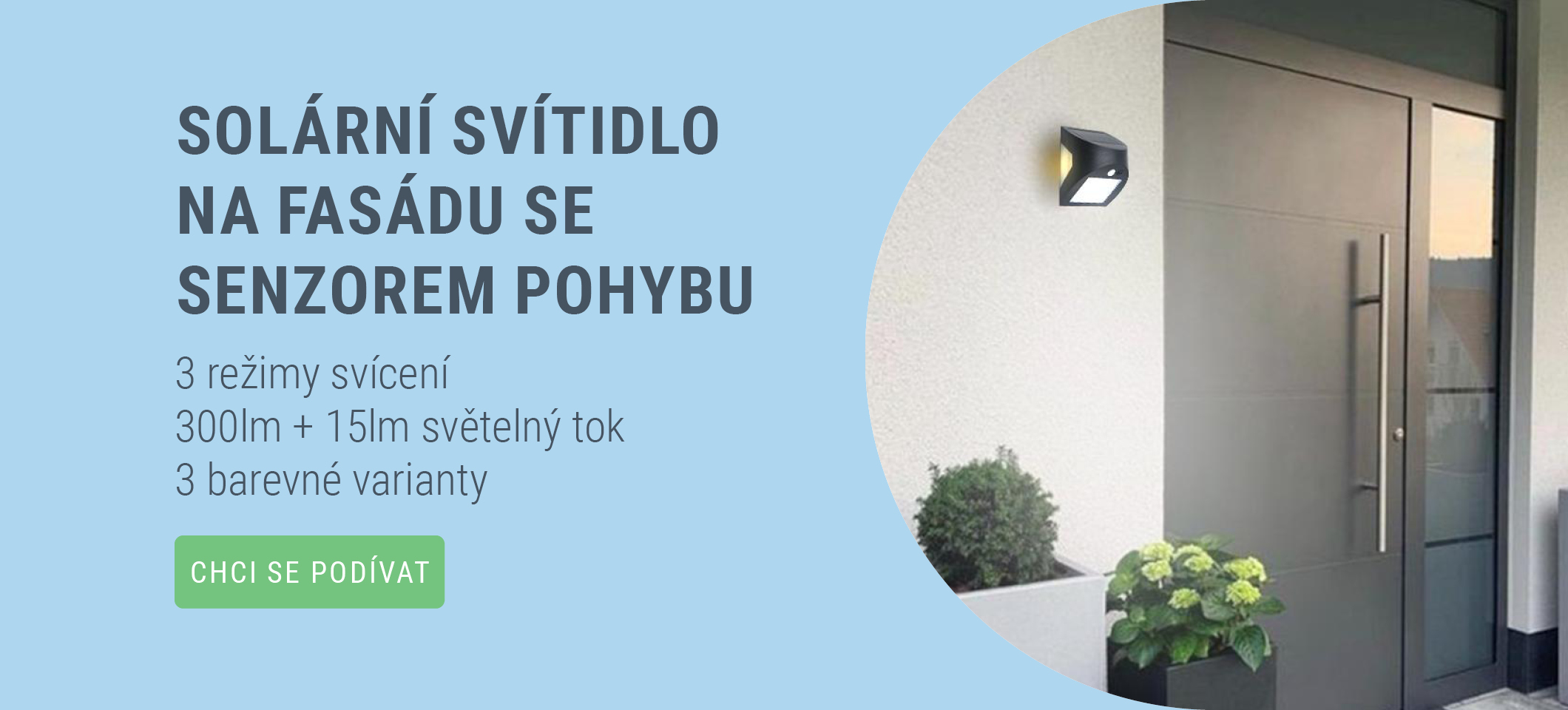 Solární venkovní světlo na fasádu
