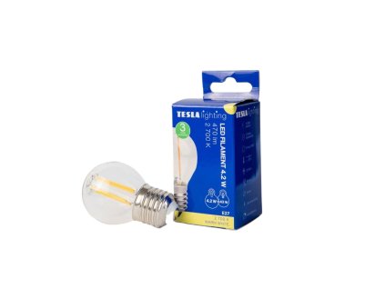 Tesla - LED žárovka FILAMENT RETRO miniglobe, E27, 4,2W, 230V, 470lm, 10 000h, 2700K , 360°