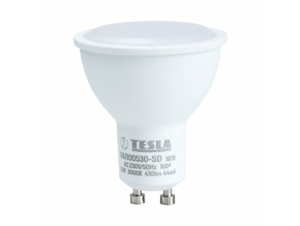 gu100530 5d tesla led zarovka gu10 5w 230v 400lm 30 000h 3000k tepla bila 100 stmivatelna (1)