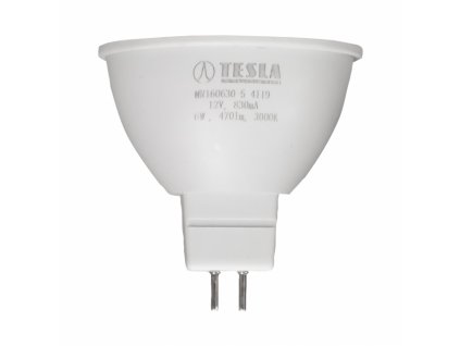 Tesla - LED žárovka GU5,3 MR16, 6W, 12V, 470lm, 25 000h, 3000K teplá bílá, 100°