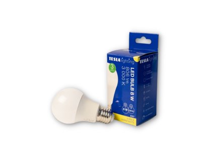 Tesla - LED žárovka BULB, E27, 8W, 230V, 806lm, 25 000h, 3000K teplá bílá, 220°