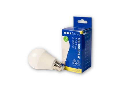 Tesla - LED žárovka BULB E27, 12W, 230V, 1521lm, 25 000h, 3000K teplá bílá 220°