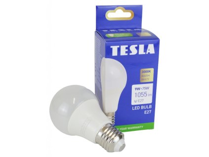 TESLA lighting Tesla - LED žárovka BULB E27, 9W, 230V, 1055lm, 25 000h, 3000K teplá bílá, 220st