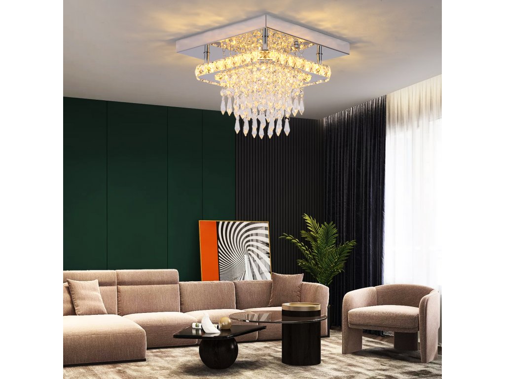 Moderní stropní LED křišťálový lustr
