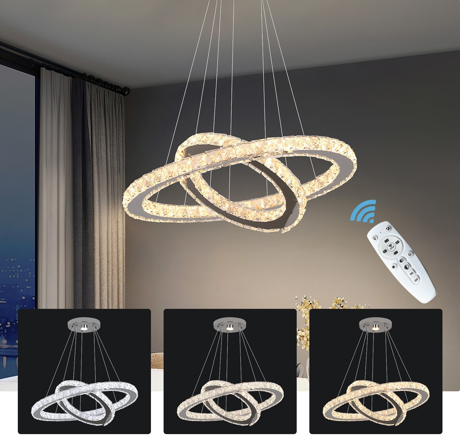Top 4 Moderní závěsný led křišťálový lustr dva kruhy