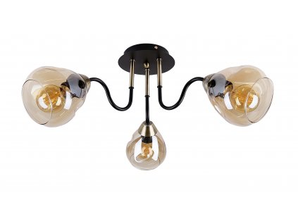 UNICA Stropní svítidlo Black+Golden 3X40W E27 Smoked lampshade