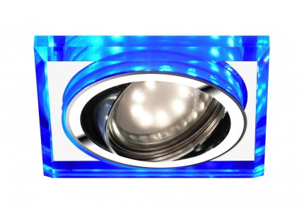 SSU-22 CH/TR+BL GU10 50W+LED SMD 2 1W BLUE 230V Chrome  Podhledové svítidlo  Lustr    SQUARE GLASS TRANSPARENT