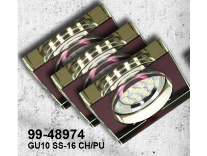 A SET OF THREE LUMINAIRES  SS-16 CH/PU 3X3W GU10 LED WITH BULB  LED  Chrome    SQUARE GLASS VIOLET