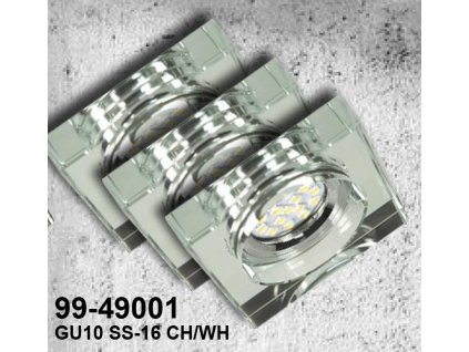 A SET OF THREE LUMINAIRES SS-16 CH/WH  3X3W GU10 LED WITH BULB  LED Chrome    SQUARE GLASS COLORLESS