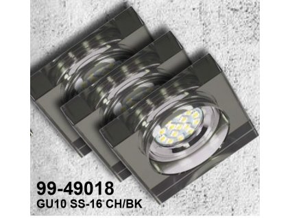 A SET OF THREE LUMINAIRES  SS-16 CH/BK 3X3W GU10 LED WITH BULB  LED  Chrome    SQUARE GLASS BLACK