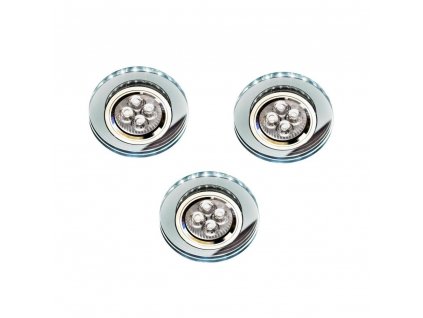 A SET OF THREE LUMINAIRES SS-23 CH/TR+WH GU10 50W+LED SMD 230V WHITE 2,1W Chrome    ROUND GLASS TRANSPARENT