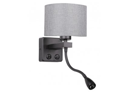 POLO Nástěnné svítidlo 1X40W E27 + 2W LED black, lamp shade round grey