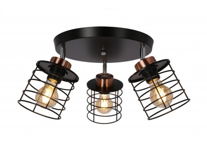 GLOB Stropní svítidlo/ Stropní svítidlo black+golden 3X40W E27 black lampshade