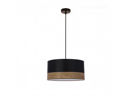 PORTO Lustr lamp black 1X60W E27 black lampshade+brown (oak veneer)