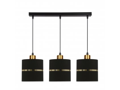 ASSAM Lustr lamp black+golden 3X60W E27 black lampshade+golden stripe