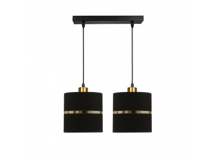 ASSAM Lustr lamp black+golden 2X60W E27 black lampshade+golden stripe