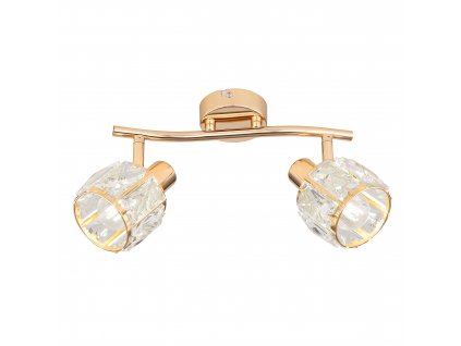 DUBAI Stropní svítidlo  satin gold 2X40W E14 golden lampshade with transparent crystals